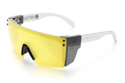 Lazer Face Glasses: HI-VIS YELLOW Z87 -Heat Wave Visual Clear Hi Vis Yellow Angle Smoke