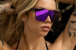 Clarity Sunglasses: BLACK -Heat Wave Visual clarity black purple